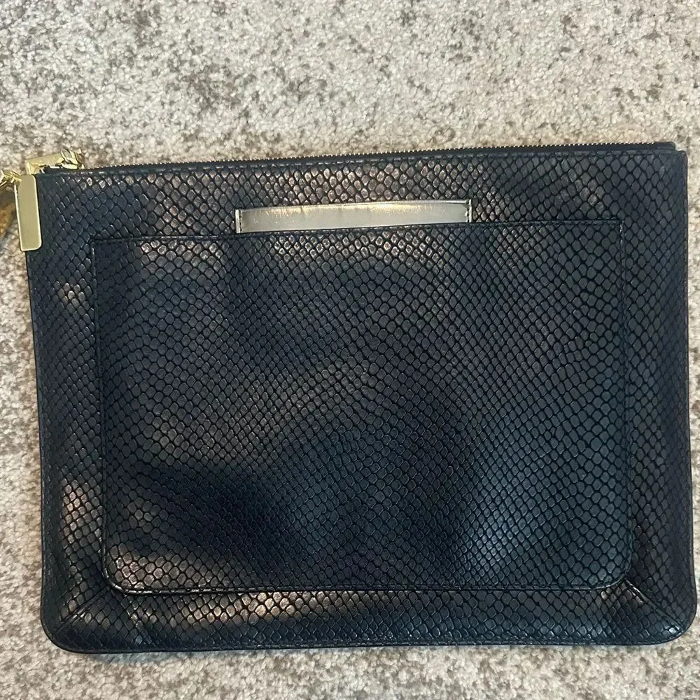 Times Arrow Black Leather Wrislet/Clutch Bag